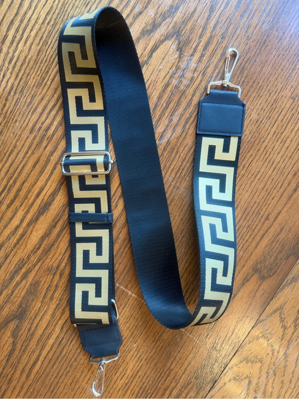 Versace Black and Cream Greek Key Adjustable Strap